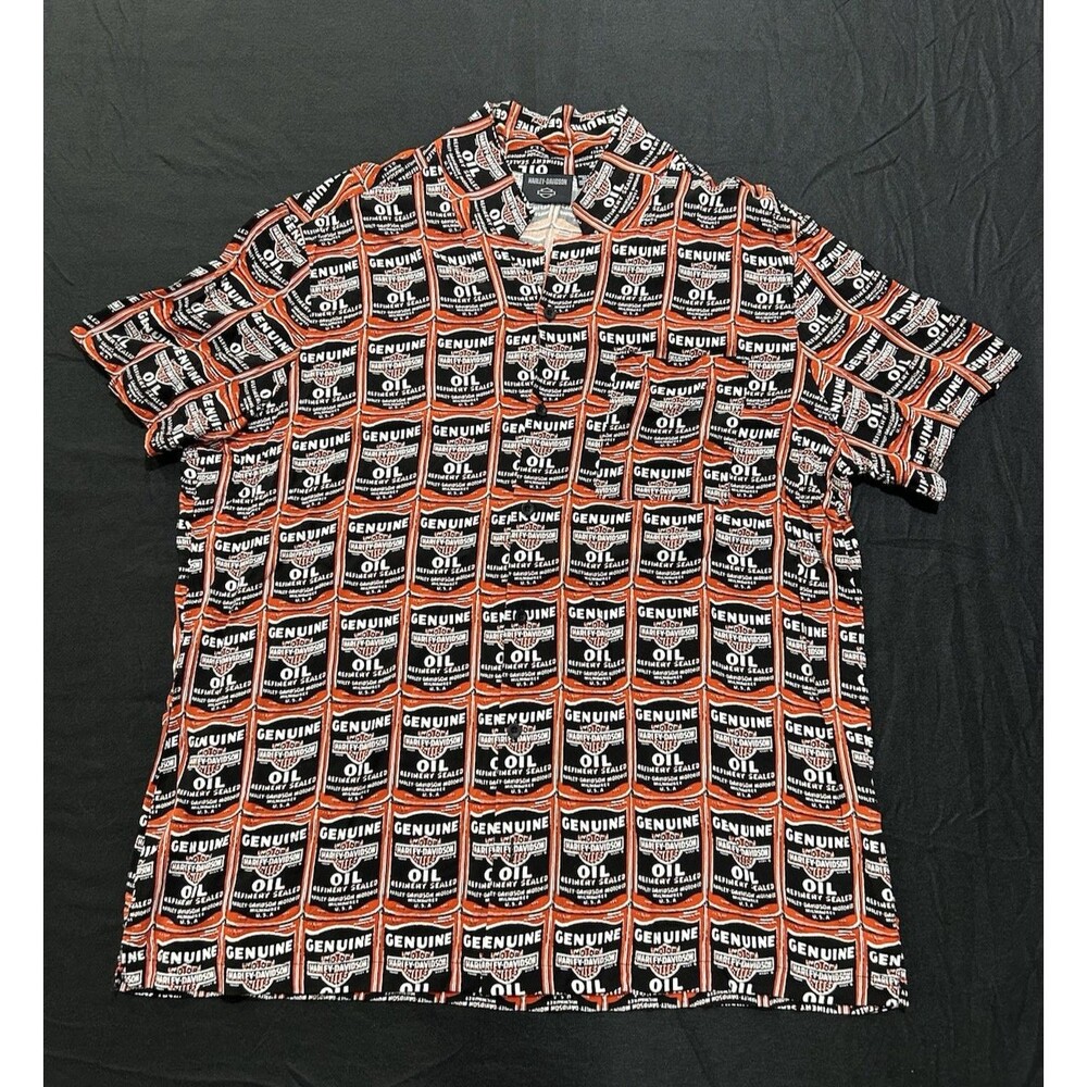 Harley Davidson Men's Oil Can Allover Print Button Up Shirt Size 3XL B-9